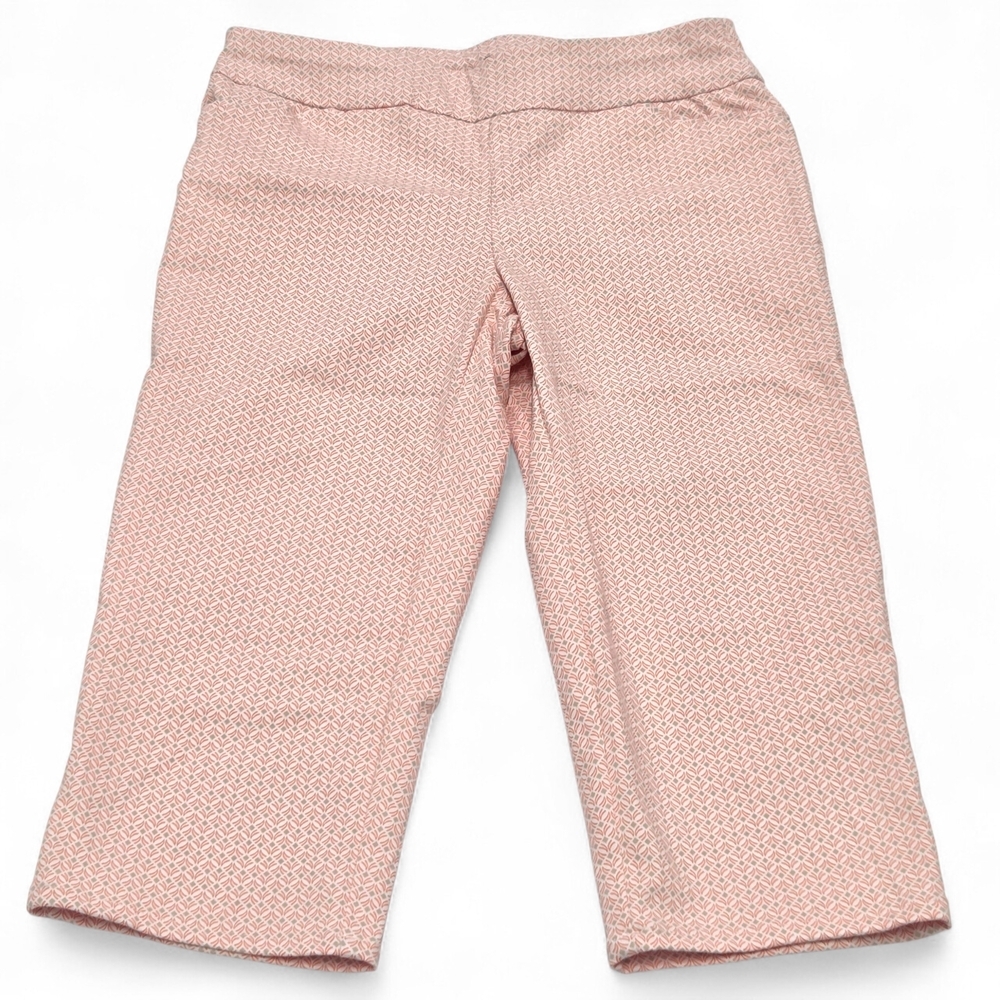 NWT Croft & Barrow Effortless Stretch Capris | Peach Geo Print | Petite 6P